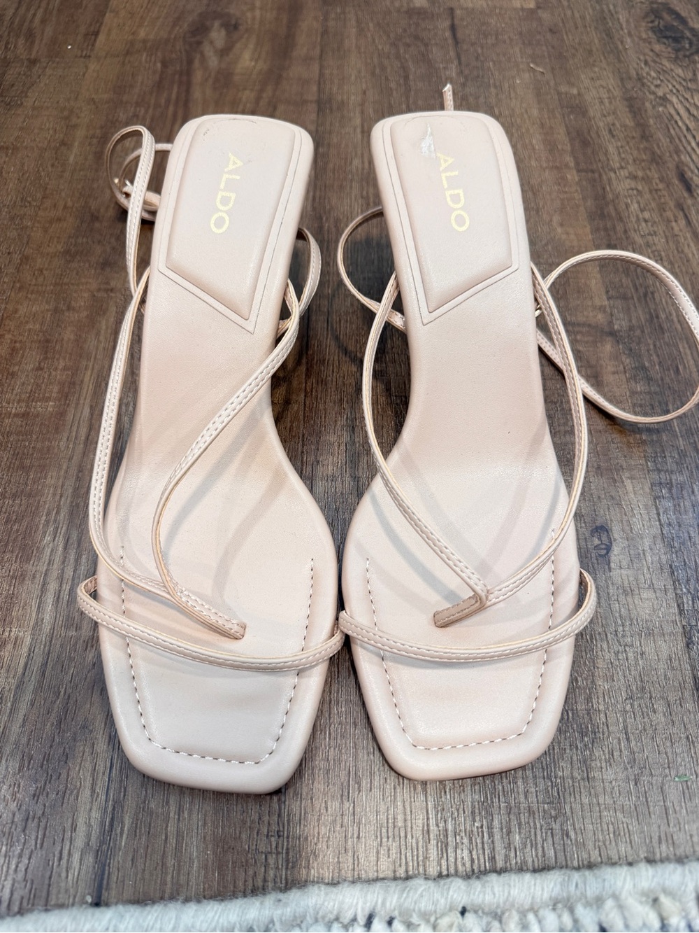 ALDO Blush Nude Strappy Square-Toe Heels